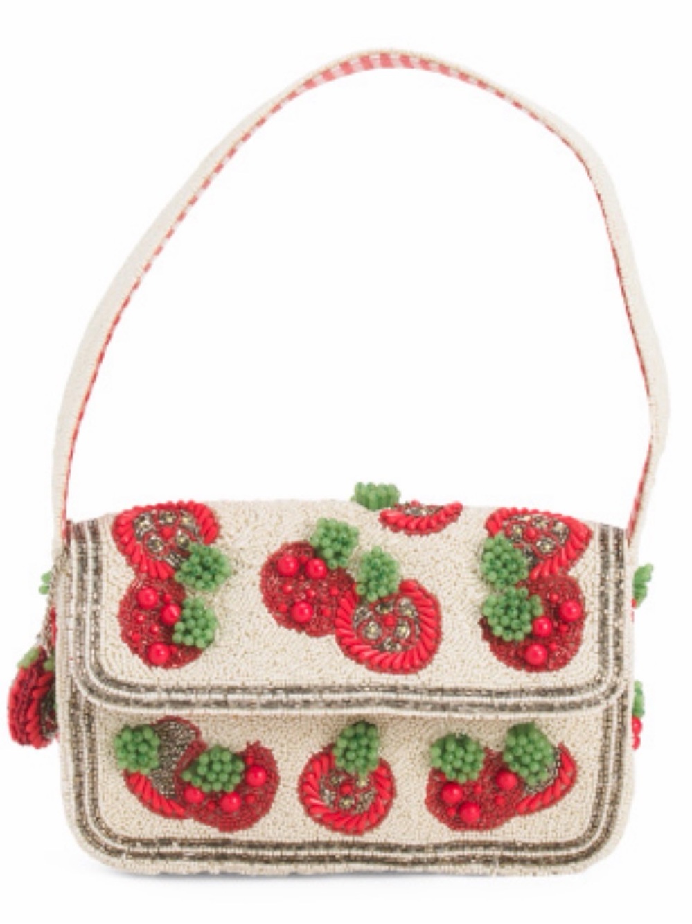 NWT Viral Tik Tok *Beaded Tomato Embellished Shoulder Bag - Red & Green